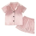 thumbnail image 1 of Zhuashum Kid Girls Outfits For Girls Cartoon Prints Round Neck Short Sleeve Suit Fashion Relax Fit Shorts Clothes Set Photograph Girls Sweet Clothes Rose Gold 7-8 Years, 1 of 9