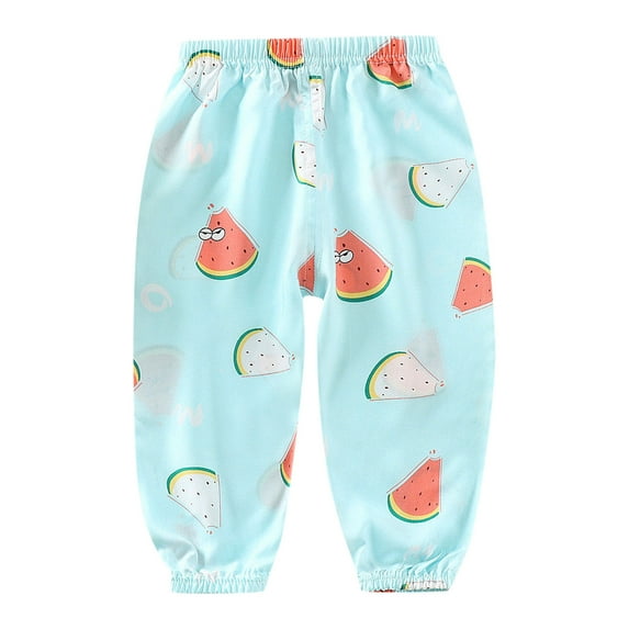 ZHUASHUM Baby Girl'S Pants Relax Fit Straight Leg Cartoon Prints Sweartpants Casual Pants Trousers Daily Wear Blue 18-24 Months