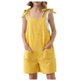 thumbnail image 1 of Zhuashum Kid Romper For Girls Teens Solid Color Round Neck Sleeveless Outfits Summer Holiday Jumpsuit Cute Going Out Cute Clothes Yellow 13-14 Years, 1 of 8