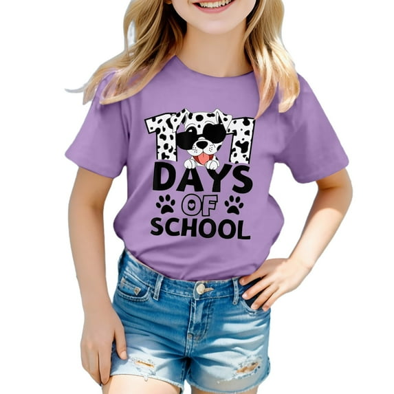 Zhuashum Kid Tops For Boys Girls 2024 Child Short Sleeve Letter Prints Solid Color Round Neck T Shirt Trendy Girls Fans Gift Tops ,Size:10-11 Years