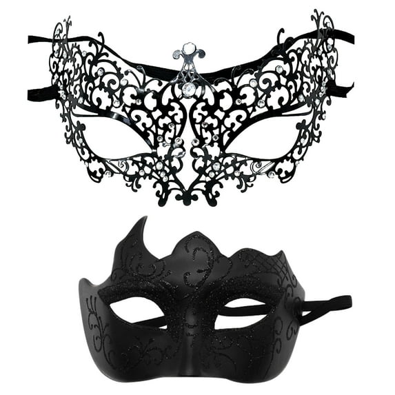 Zhuashum Masks 2 Pair Carnival Party Dance Wedding Party Face Bk2 Classic Accessory