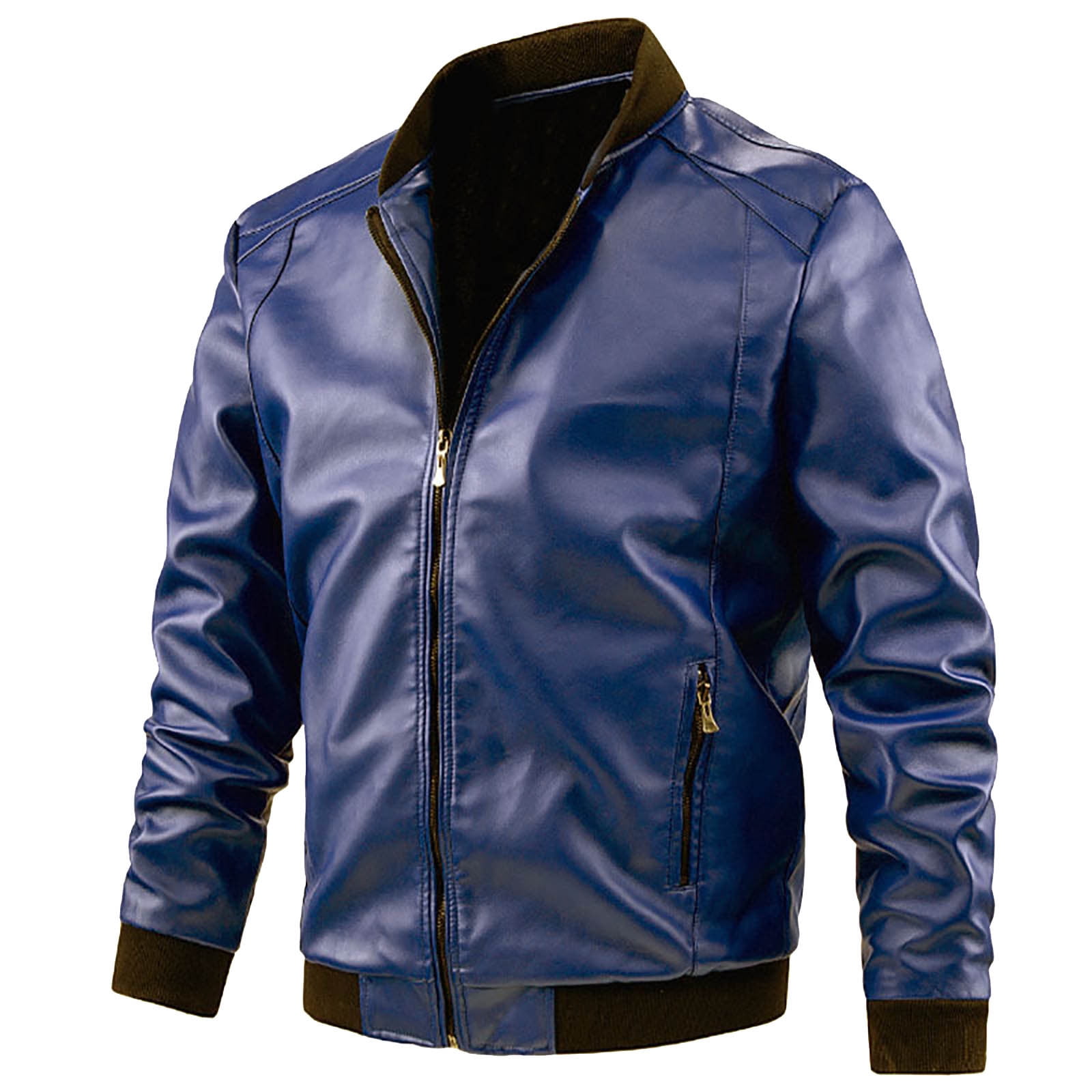 Zhuashum Men Jacket Motorcycle Leather Fashion Leather Jacket Spring
