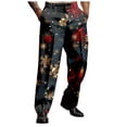 thumbnail image 1 of Zhuashum Men's Christmas Pants Straight Leg Xmas Santa Star Prints Pj Bottoms Elastic Waist Pajama Pants With Drawstring And Pockets Santa Trousers Fashion Clothes Black Xl, 1 of 4