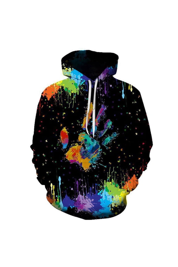 Mens Hoodies Autumn And Winter New And Fashion Relaxed And Comfortable Paint Printed Sports Large Size Street Wear Hoodie Durable Men Clothes Black 4Xl