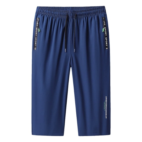 Zhuashum Mens Sweatpants Thin Loose Sports Wear Relax Fit Comfortable Leisure Beach Capri Pants For Men Running Jogging Pants Blue 3Xl