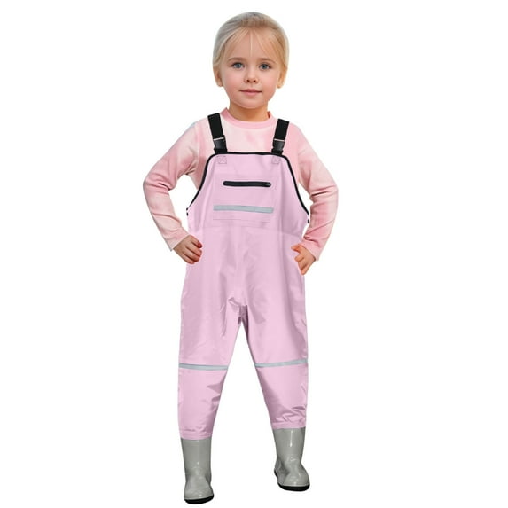 Zhuashum Onesie 3-4 Years Sleeveless Kids Waders Youth Fishing Waders With Pocket Water Proof Fishing Waders With Boots Cute Outfits Pink