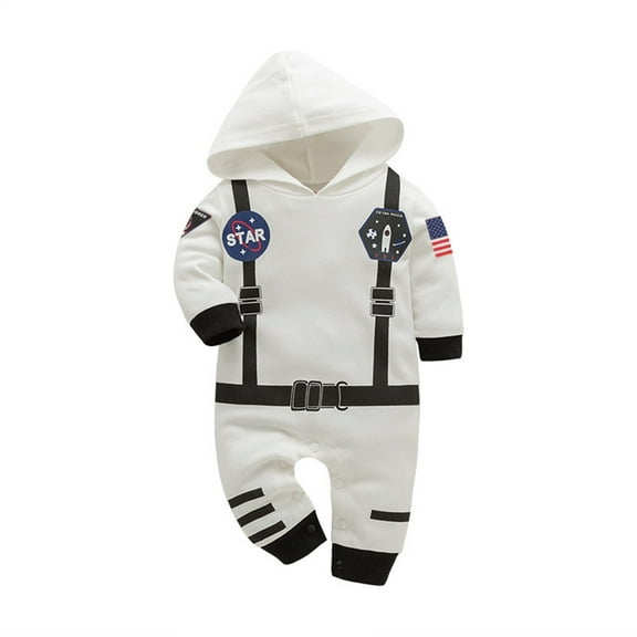 Zhuashum Onesie 3-6 Months Astronaut Long Sleeve Pullover Romper Sweatshirt Bodysuits Romper Cute Playsuit White