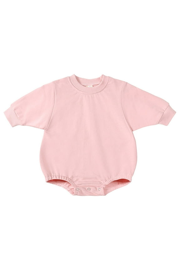 Onesie 6-9 Months Long Sleeve Toddler Solid Color Sweatshirt Tops Romper Adorable Daily Wear Pink