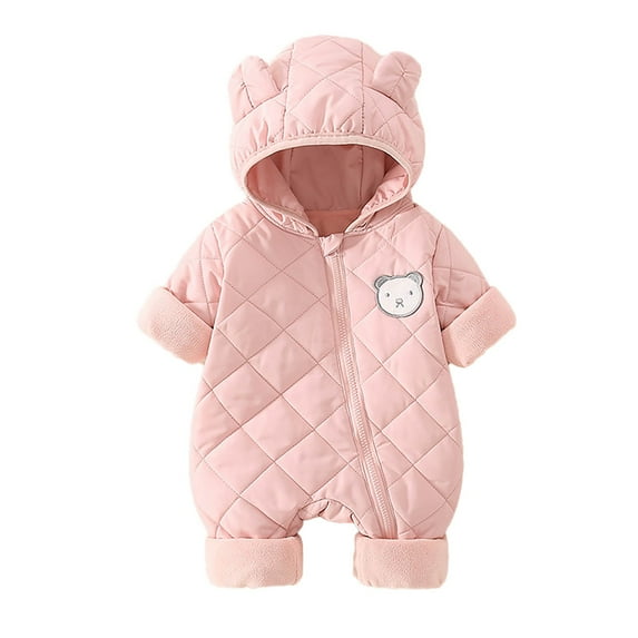 Zhuashum Onesies 0-149 Months Unisex 12-18 Months Long Sleeve Unisex Baby Animal Winter Autumn Flannel Hooded Romper Jumpsuit Comfortable Daily Wear Pink