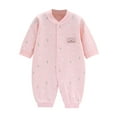 thumbnail image 1 of Zhuashum Onesies 0-63 Months Unisex 3-6 Months Long Sleeve Solid Color Romper Crewneck Jumpsuit Sweet Boy Clothes Pink, 1 of 3