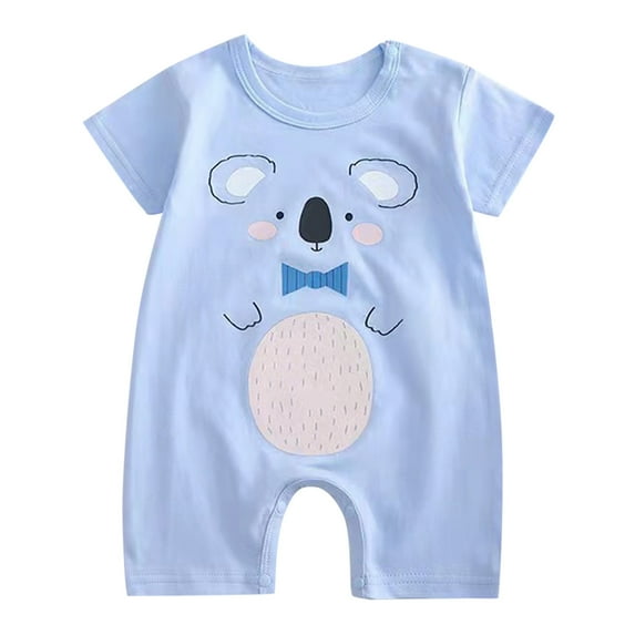 Zhuashum Onesies 3-6 Months Summer Children Baby Romper Short Sleeve Cartoon Animals Jumpsuit Adorable Boy Clothes Blue