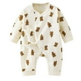 thumbnail image 1 of Zhuashum Onesies Boy 0-3 Months Crewneck Cartoon Animals Romper Long Sleeve Plaid Jumpsuit Adorable Boy Clothes Yellow, 1 of 3