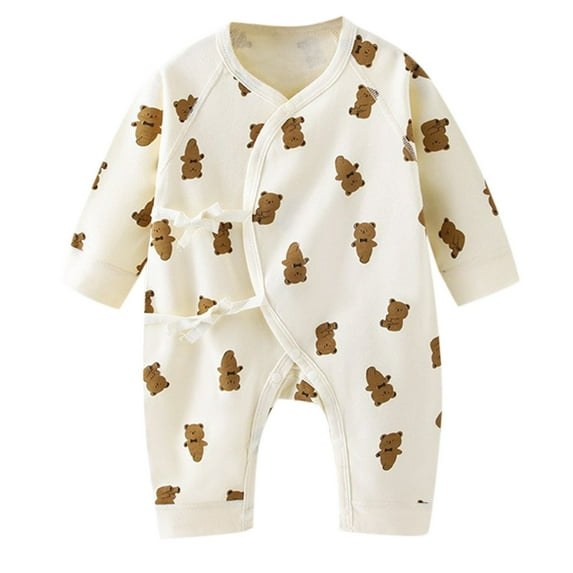 Zhuashum Onesies Boy 0-3 Months Crewneck Cartoon Animals Romper Long Sleeve Plaid Jumpsuit Adorable Boy Clothes Yellow