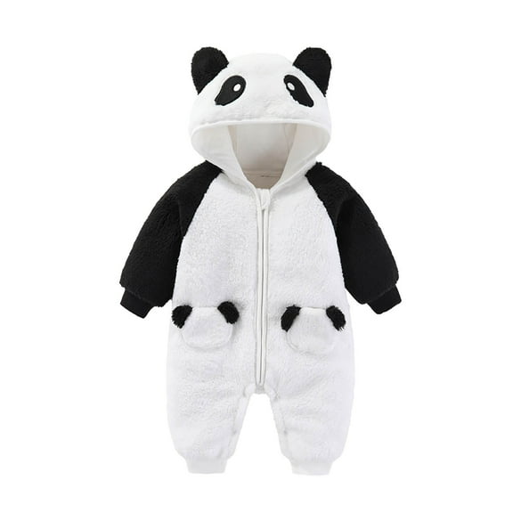 Zhuashum Onesies Boy 12-18 Months Long Sleeve Unisex Baby Animal Winter Autumn Flannel Hooded Romper Jumpsuit Comfortable Outfits White