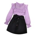 thumbnail image 1 of Zhuashum Outfits For Girls 9-10 Years Long Sleeve Round Neck Clothes Solid Color Festival Set Soft Cute Wear, 1 of 3