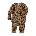 thumbnail image 1 of Zhuashum Outfits For Toddler Girls 4-5 Years Sleepwear Round Neck Long Sleeve Clothes Leopard Print Daily Set Classic Playsuit Coffee, 1 of 8