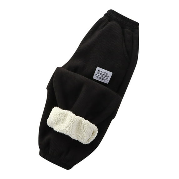 Zhuashum Pant For Boys 4-5 Years Toddler Kids Baby Solid Color Active Jogger Pants Sweatpants Lined Thick Winter Warm Long Bottoms Trousers Comfortable Wear Black