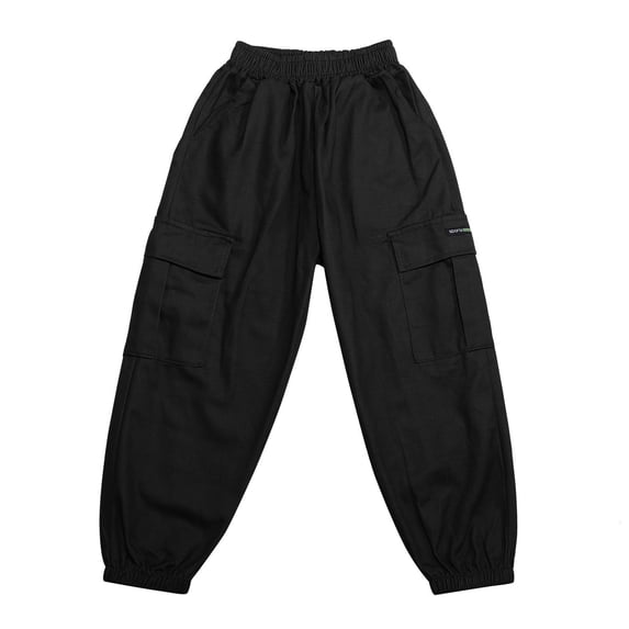 Zhuashum Pant For Teen Boys 12-13 Years Kids Fashion Cargo Pants Solid Color Loose Sweatpants Trousers For Sports Activewear Leisure Wear Black