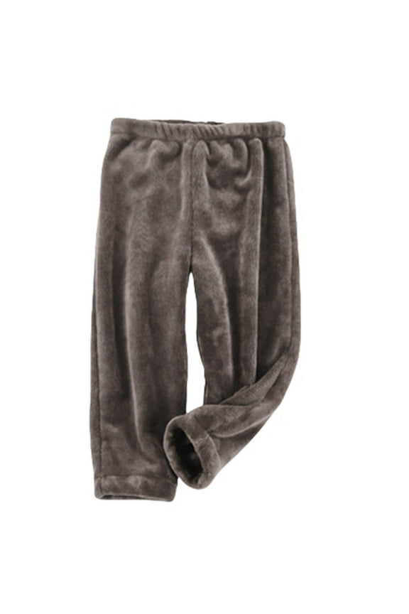 Pants For Toddler Girl 3-4 Years Straight Leg Pajama Pants Winter Warm Soft Fuzzy Homewear Elastic Waist Sweatpants Sweet Wear Grey