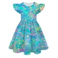 thumbnail image 1 of Zhuashum Princess Dress Up For Girls Short Sleeve Sundress Classic Round Neck Cartoon Print Outfits Princess Dress Summer Daily Wear Sky Blue 13-14 Years, 1 of 2