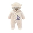 thumbnail image 1 of Zhuashum Romper For Baby Boys Girls Baby Cartoon Onesie Baby Snowsuit Jumpsuit Hooded Footie Thick Winter Outwear For Boys Girls Trend Outfits 6-9 Months White, 1 of 9