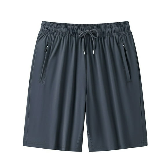 Zhuashum Shorts Men Knee Length Solid Color Gym Workout Shorts Lightweight Athletic Training Running Hiking Jogger With Zipper Pockets Grey Lightweight Outdoor Work Pants 7Xl
