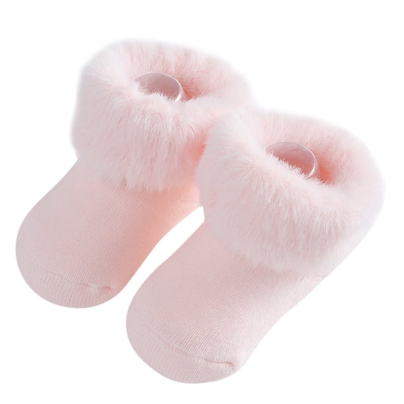 Zhuashum Socks For Baby Boy Girls 0-6 Months Solid Color Winter Warm Socks Toddlers Girls Children Princess Floor Socks Comfortable Casual Wear Pink