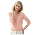 thumbnail image 1 of Zhuashum Sweaters For Womens Round Neck Pullover Sweater Solid Color Long Sleeves Stylish Holiday Clothing Light Pink L, 1 of 4