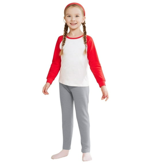 Zhuashum Sweatpants For Girl 6-7 Years Spring And Autumn Solid Color Leggings Slim Fit Warm Pants Sweet Girl Clothes Light Gray