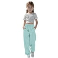 thumbnail image 1 of Zhuashum Toddler Girl Sweatpants 3-4 Years Spring Summer Solid Color Drawstring Sweatpants Straight Leg Leisure Pants With Pocket Fahion Wear Blue, 1 of 7