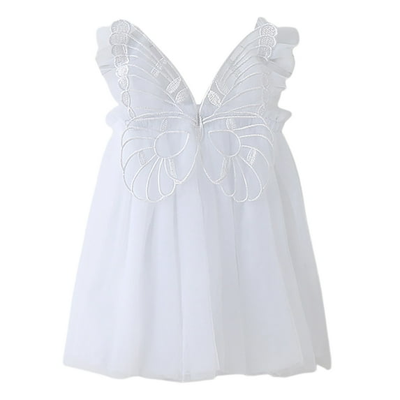 Zhuashum Toddler Girls Sleeveless 3D Butterfly Tulle Dress Dance Party Dresses Clothes,Size:2-3 Years
