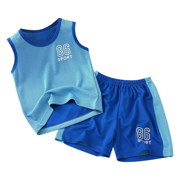 Zhuashum Toddler Outfits For Boys Girls 4-5 Years Boy'S Short Sleeve Football Suit Summer Quick Drying Sports Suit Basketball T Shirt Shorts 2 Sets Comfortable Boy Clothes Blue