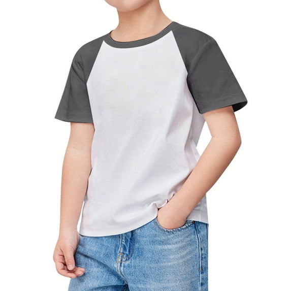 Zhuashum Tops For Baby Boys Solid color T Shirts Spring and autumn Round Neck Long Sleeve Outfits Tee Leisure Going Out Cute Tops Dark Gray 11-12 Years
