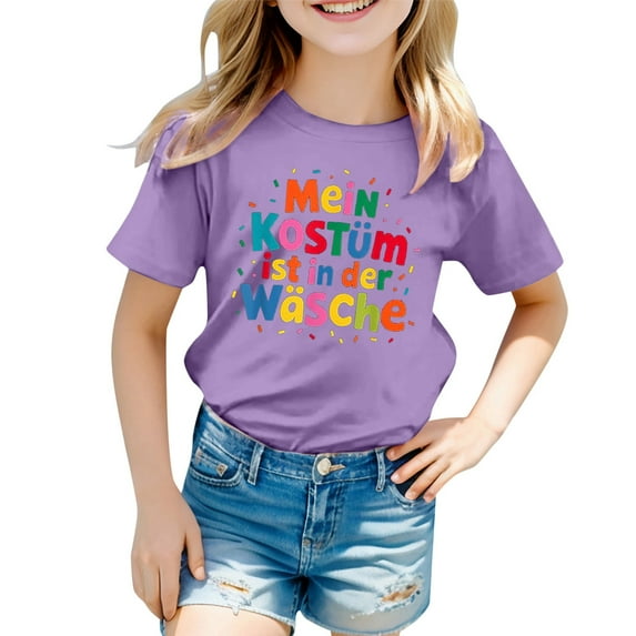 Zhuashum Tops For Toddler Girls 1-2 Years Cartoon Graphic Shirts Spring Crew Neck Short Sleeve Tee Daily Retro Girl Clothes