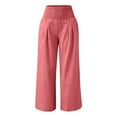 thumbnail image 1 of Zhuashum Womens Pants High Waist Wide Leg Palazzo Trousers Elastic Waist Loose Comfy Casual Pajama Pants With Pockets Orange Daily Clothing M, 1 of 6