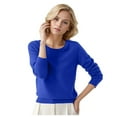 thumbnail image 1 of Zhuashum Womens Sweater Round Neck Pullover Sweater Solid Color Long Sleeves Comfortable Daily Wear Blue 3Xl, 1 of 4