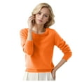 thumbnail image 1 of Zhuashum Womens Sweaters Round Neck Pullover Sweater Solid Color Long Sleeves Trend Simple Clothing Orange M, 1 of 4
