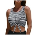 thumbnail image 1 of Zhuashum Womens Swimsuits Tie Knot Front Scoop High Neck Tank Crop Top Bikini Swimsuit Top Trend Beach Wear Grey Xl, 1 of 4