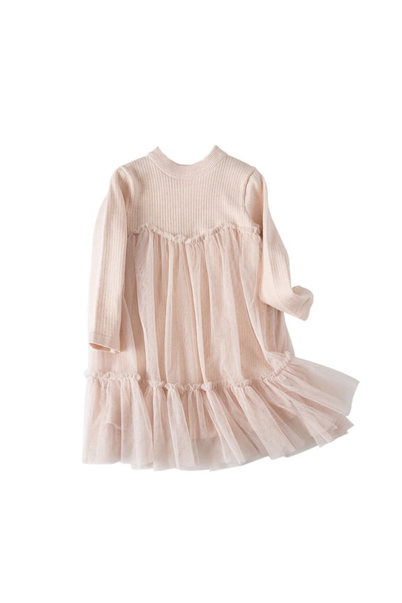 flower Girl Dress Kids Toddler Baby Knit Autumn Winter Solid Long Sleeve Princess Dress Clothes Cute Outfits 12-18 Months