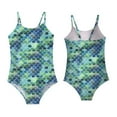 thumbnail image 1 of Zhuashum girl swimsuit 5-6 Years Fishscale Prints Bathing Suit Sleeveless Swimwear Lovely playsuit Mint Green, 1 of 3