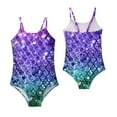 thumbnail image 1 of Zhuashum girl swimsuits 4-5 Years Fishscale Prints Bathing Suit Sleeveless Swimwear Retro beachwear, 1 of 3