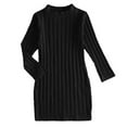 thumbnail image 1 of Zhuashum girls Dresses Kids Toddler Baby Round Neck Spring Winter Solid Color Stripe High Long Sleeve Knit Dress Elegance Girl Clothes 6-7 Years, 1 of 6