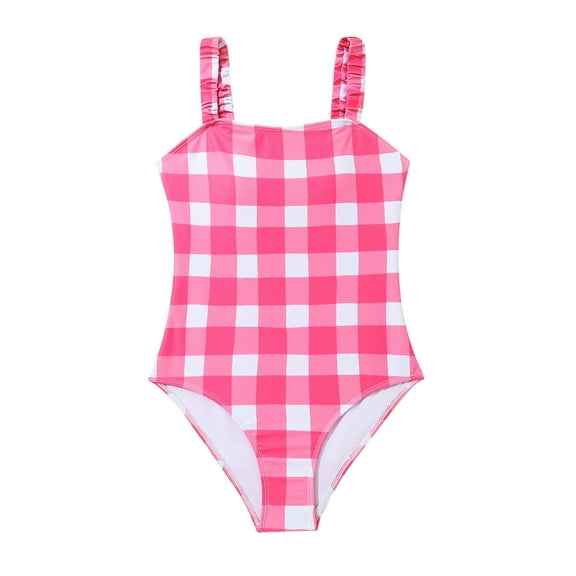 Zhuashum teen girl swimsuit 14-15 Years Summer Skintight Bodysuit Bikini New Swimwear Two Piece Children's Bikini Plaid Swimsuit Lovely playsuit Pink