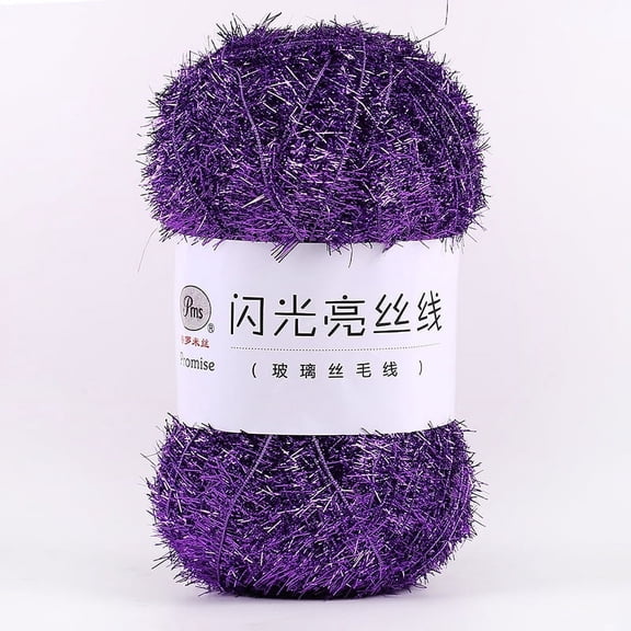 Zhueg 100G Yarn Sparkle Glitter Crochet Doll Bag Cotton Thread,Purple