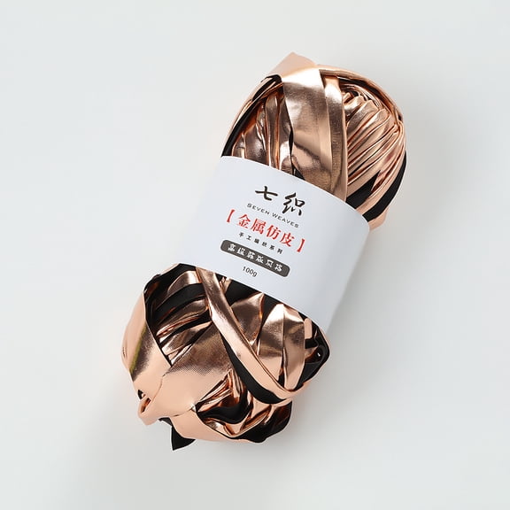 Zhuge 54.6 Yards 100g Shiny Metallic T-Shirt Yarn, Fabric Cloth Yarn for Crocheting, Knitting, Handmade Bag & Rug Weaving DIY Projects, Gold powder