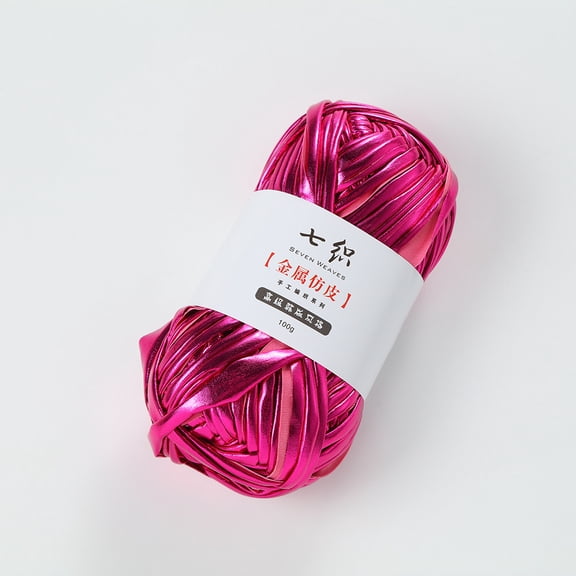Zhuge 54.6 Yards 100g Shiny Metallic T-Shirt Yarn, Fabric Cloth Yarn for Crocheting, Knitting, Handmade Bag & Rug Weaving DIY Projects, Rose