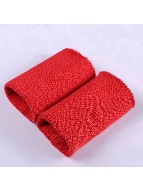 1 Pair Tubular Knit Rib Cuffing Fabric, Stretchy Replacement Material for Sweatshirt Jacket Coat Sleeve Cuff, Ideal for Sewing DIY Craft Projects, Red