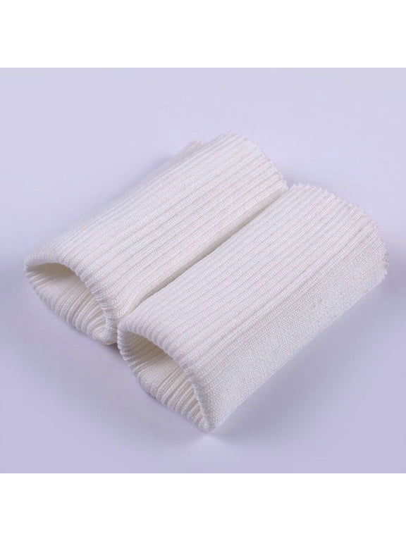 1 Pair Tubular Knit Rib Cuffing Fabric, Stretchy Replacement Material for Sweatshirt Jacket Coat Sleeve Cuff, Ideal for Sewing DIY Craft Projects, White