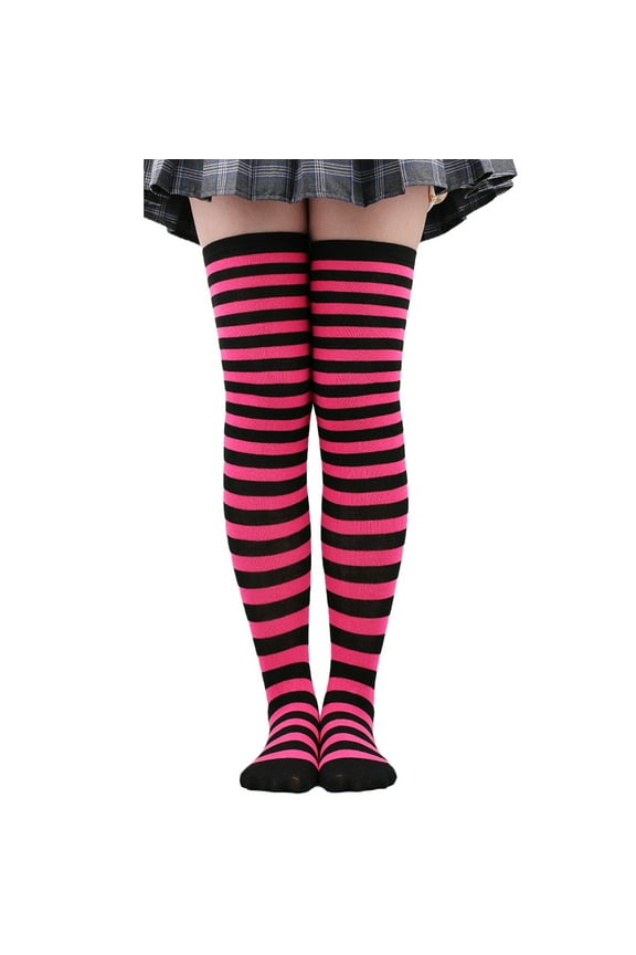 1 Pairs Over Knee Socks Knee-High Socks High Thigh Boot Stockings Women Knee Highs Socks for Girl Cosplay, Daily Wear,Rose