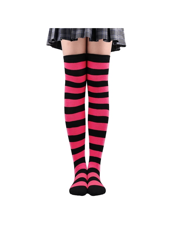 1 Pairs Over Knee Socks Knee-High Socks High Thigh Boot Stockings Women Knee Highs Socks for Girl Cosplay, Daily Wear,Rose